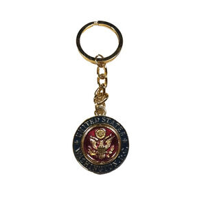 United States Washington DC Spinner Keychain Gold Tone Black